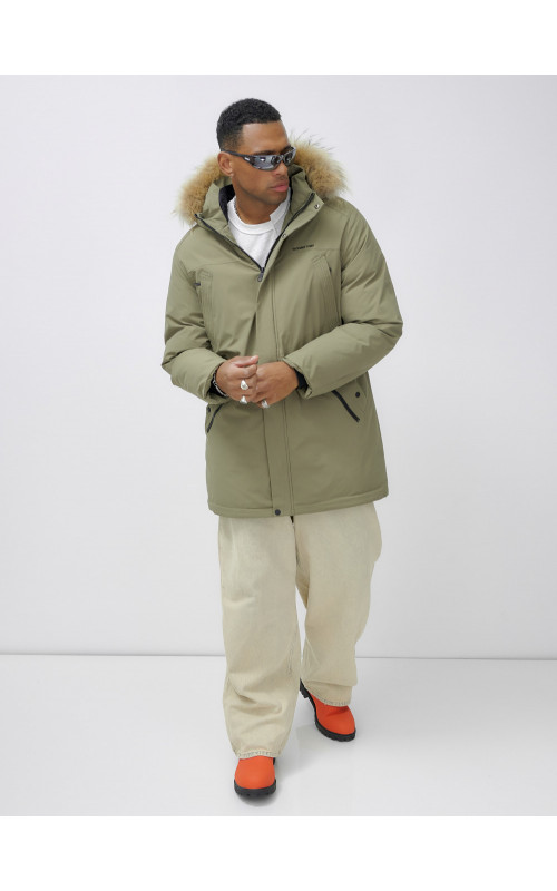 Мужская зимняя парка с мехом енота для активного отдыха