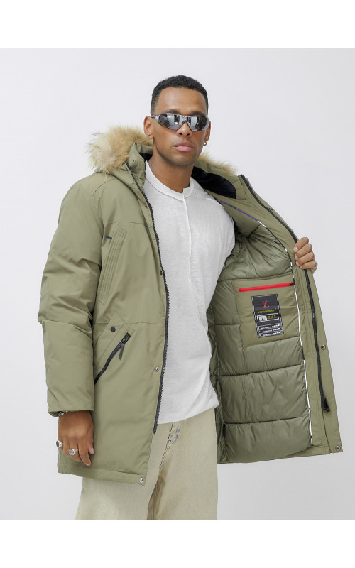 Мужская зимняя парка с мехом енота для активного отдыха