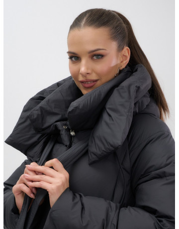 Длинный женский пуховик с капюшоном для зимы