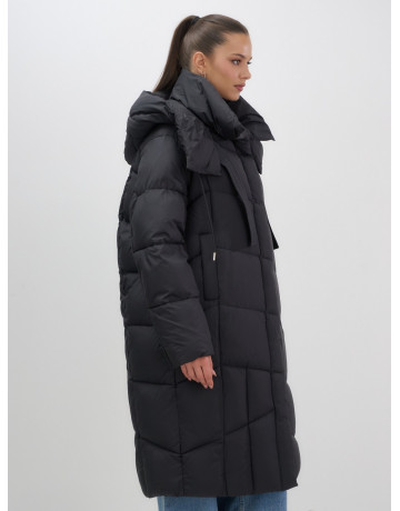 Длинный женский пуховик с капюшоном для зимы