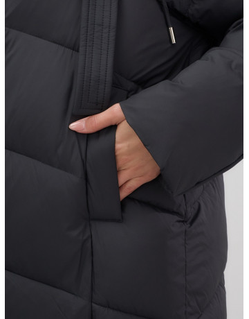 Длинный женский пуховик с капюшоном для зимы