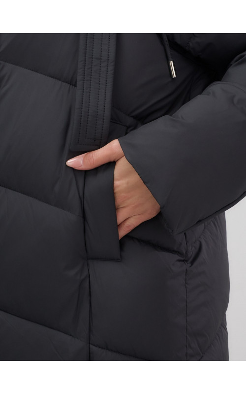 Длинный женский пуховик с капюшоном для зимы