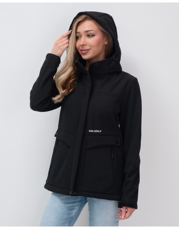 Женская спортивная ветровка с капюшоном, black softshell