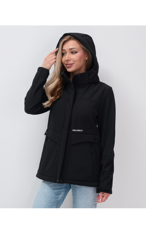 Женская спортивная ветровка с капюшоном, black softshell