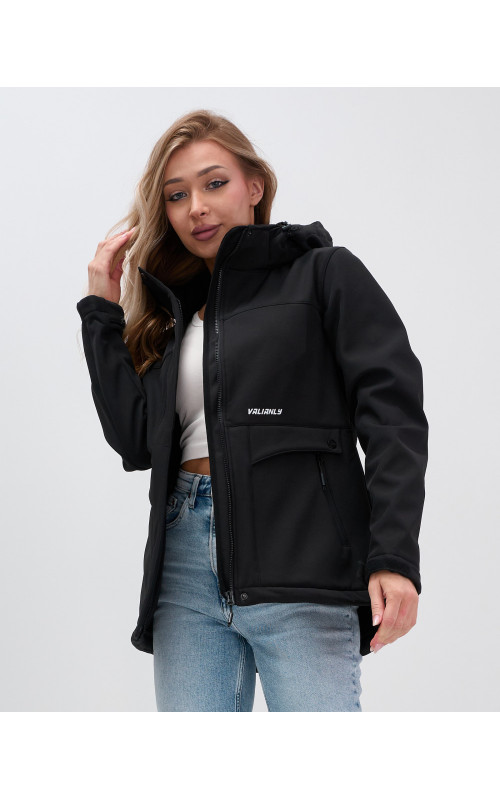 Женская спортивная ветровка с капюшоном, black softshell