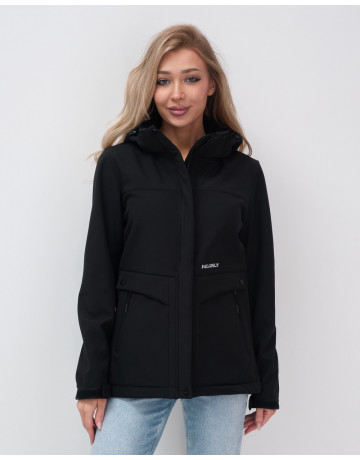 Женская спортивная ветровка с капюшоном, black softshell