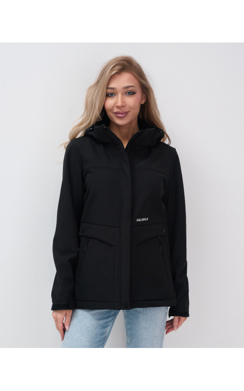 Женская спортивная ветровка с капюшоном, black softshell