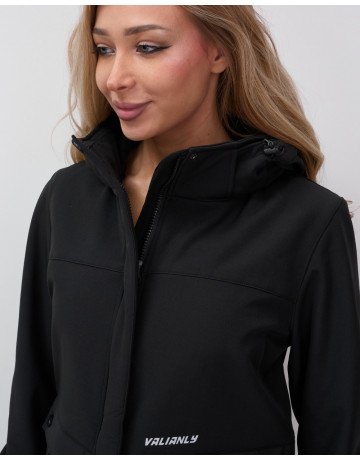 Женская спортивная ветровка с капюшоном, black softshell