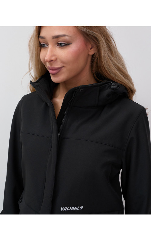 Женская спортивная ветровка с капюшоном, black softshell
