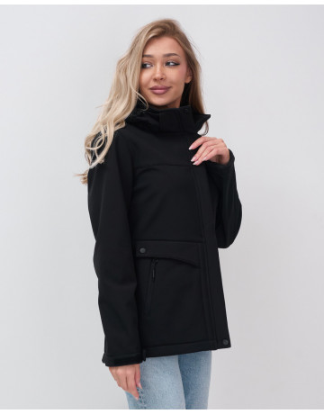 Женская спортивная ветровка с капюшоном, black softshell