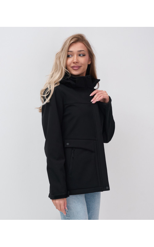 Женская спортивная ветровка с капюшоном, black softshell