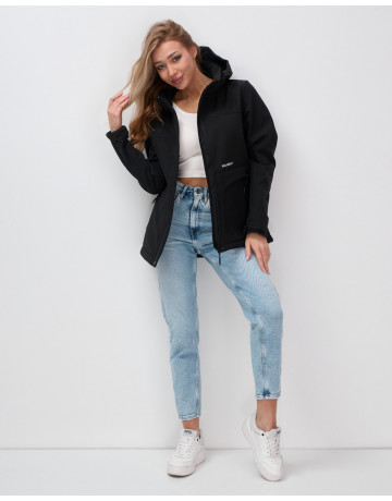 Женская спортивная ветровка с капюшоном, black softshell