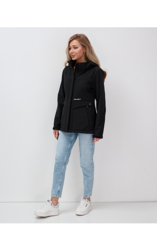 Женская спортивная ветровка с капюшоном, black softshell