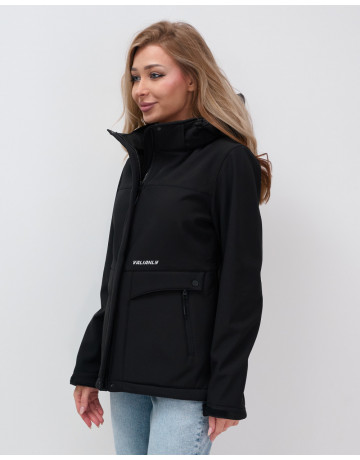 Женская спортивная ветровка с капюшоном, black softshell