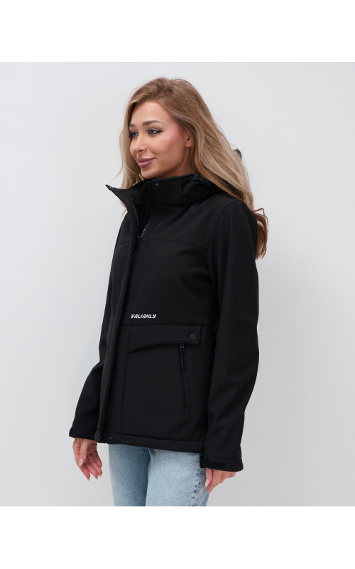 Женская спортивная ветровка с капюшоном, black softshell