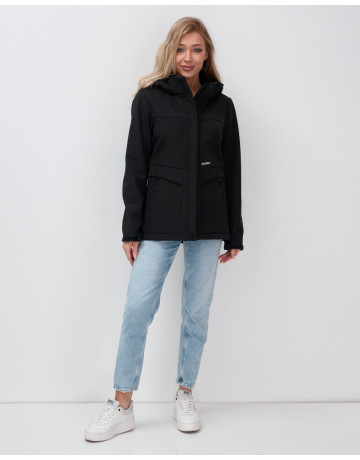 Женская спортивная ветровка с капюшоном, black softshell