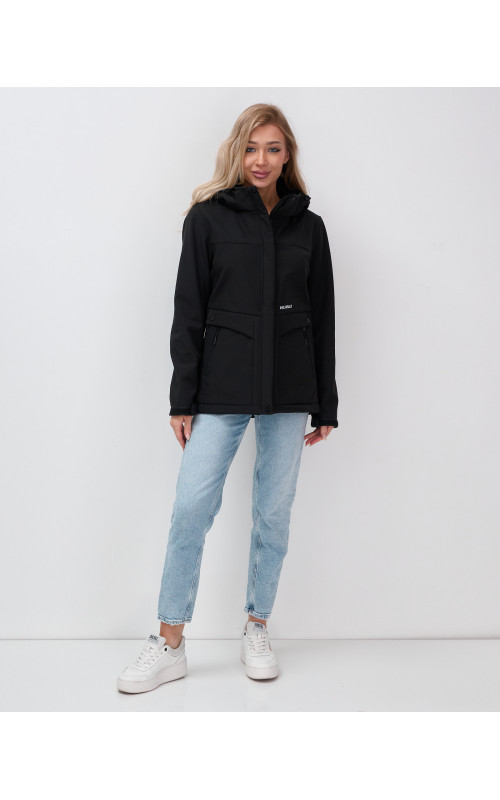 Женская спортивная ветровка с капюшоном, black softshell