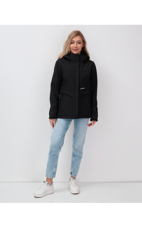 Женская спортивная ветровка с капюшоном, black softshell