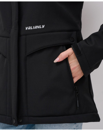Женская спортивная ветровка с капюшоном, black softshell