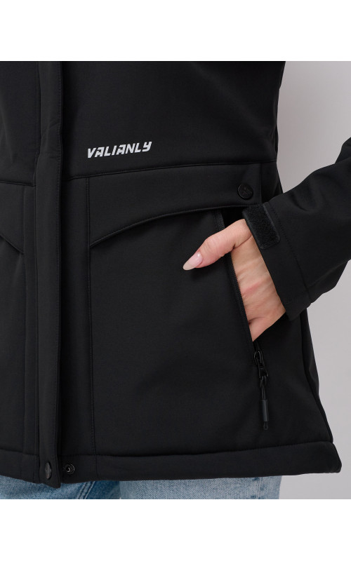 Женская спортивная ветровка с капюшоном, black softshell