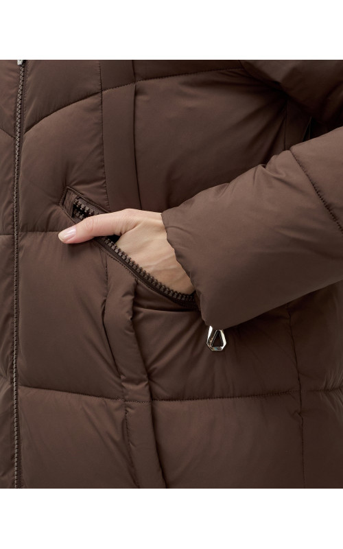 Длинный зимний пуховик для женщин с капюшоном