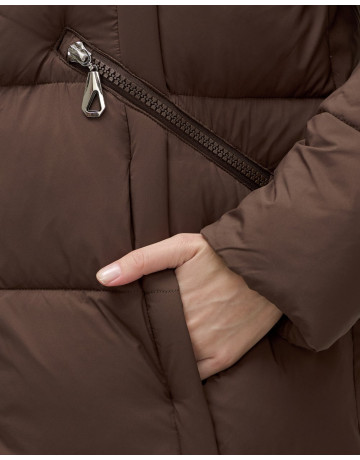 Длинный зимний пуховик для женщин с капюшоном