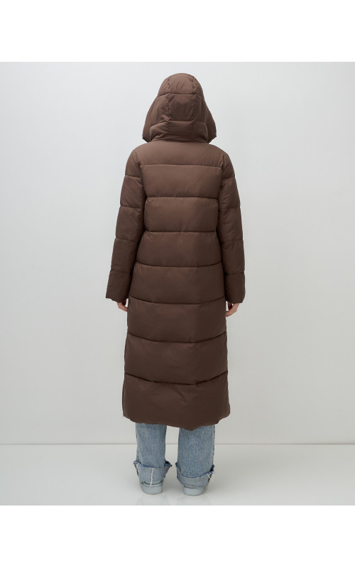 Длинный зимний пуховик для женщин с капюшоном