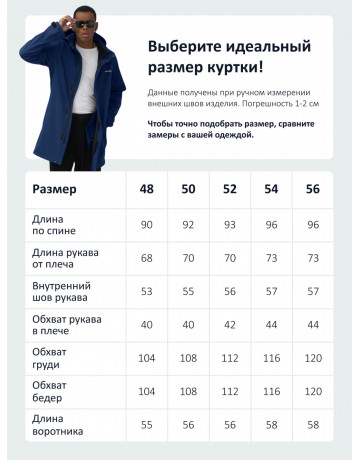 Мужская спортивная парка с капюшоном синего цвета.