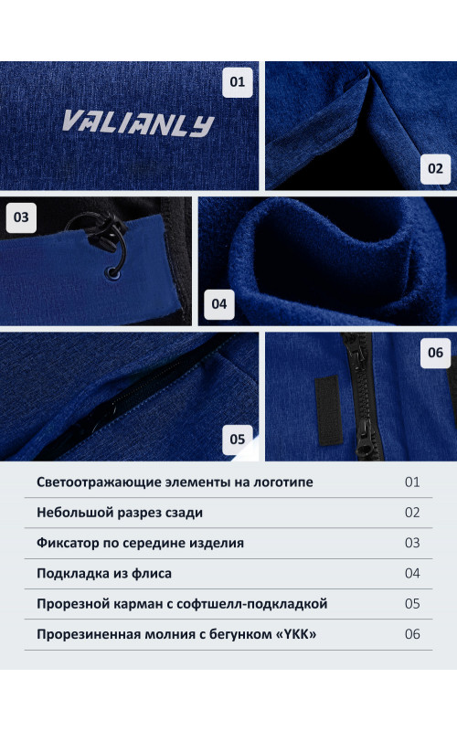 Мужская спортивная парка с капюшоном синего цвета.