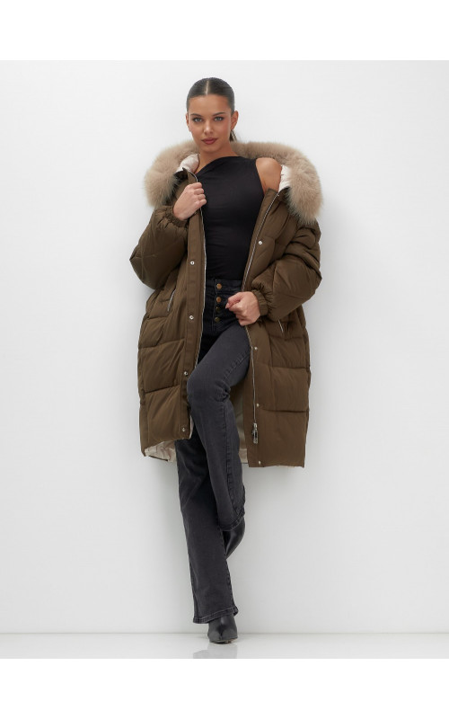 Длинный зимний пуховик премиум-класса