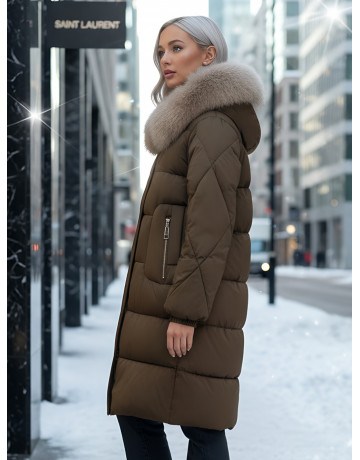 Длинный зимний пуховик премиум-класса