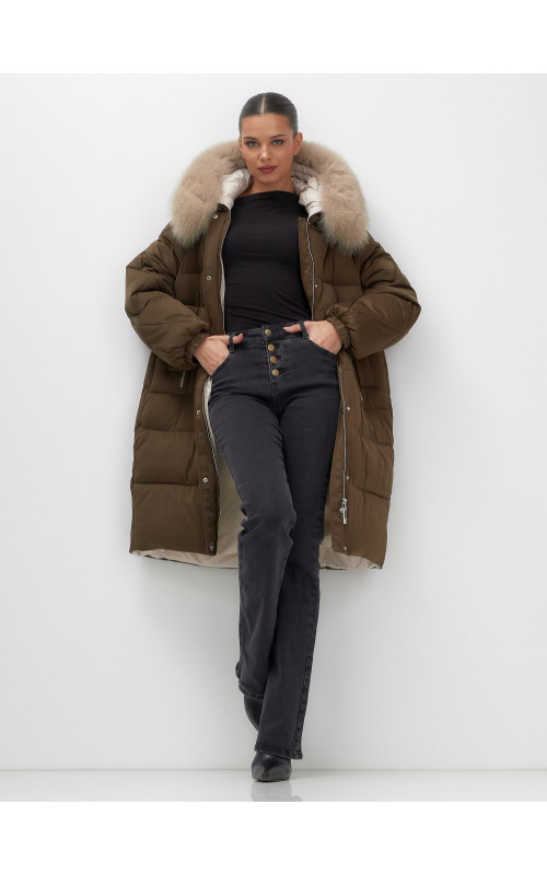 Длинный зимний пуховик премиум-класса