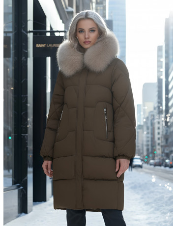Длинный зимний пуховик премиум-класса