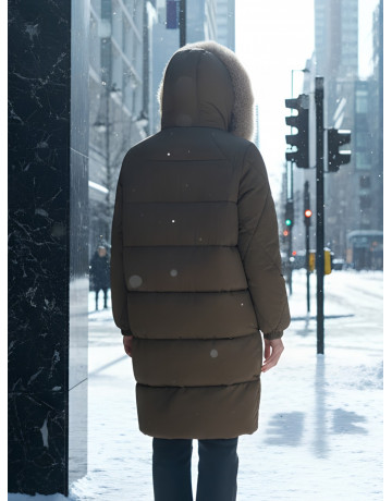 Длинный зимний пуховик премиум-класса