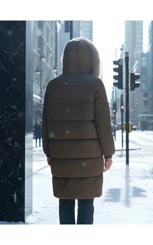 Длинный зимний пуховик премиум-класса