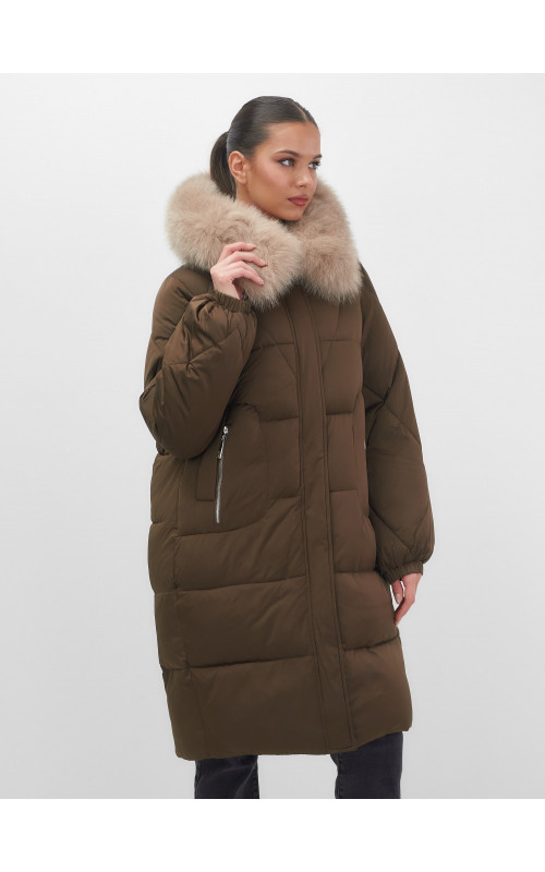 Длинный зимний пуховик премиум-класса