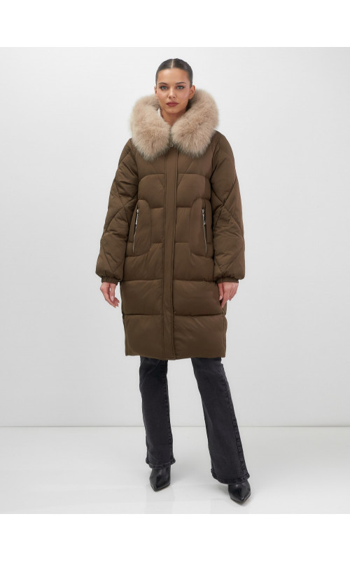 Длинный зимний пуховик премиум-класса