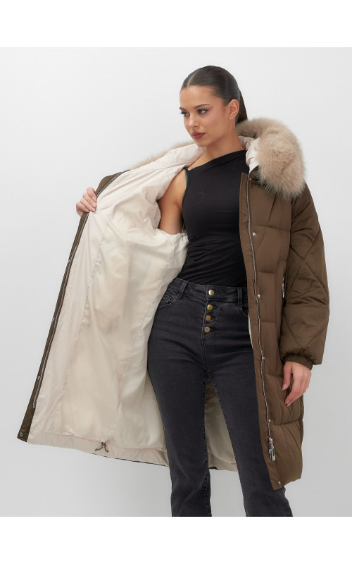 Длинный зимний пуховик премиум-класса