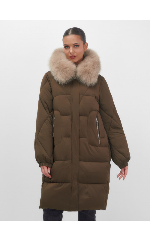 Длинный зимний пуховик премиум-класса