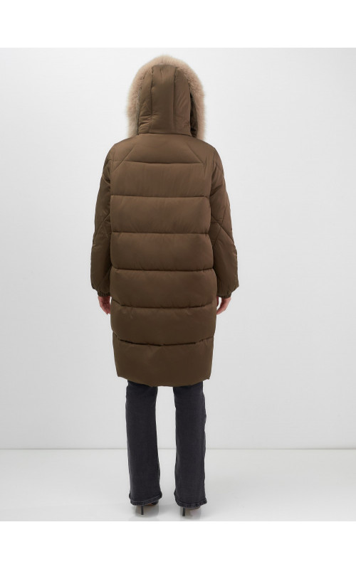 Длинный зимний пуховик премиум-класса