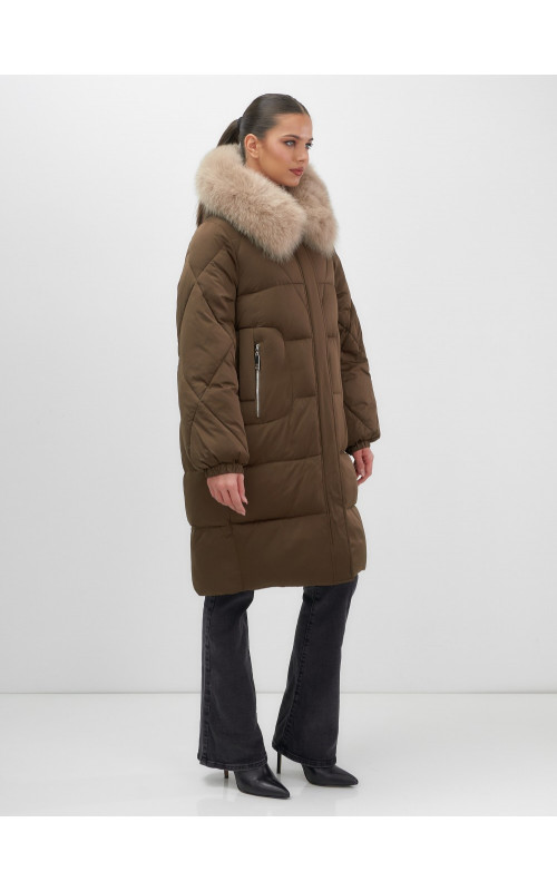 Длинный зимний пуховик премиум-класса