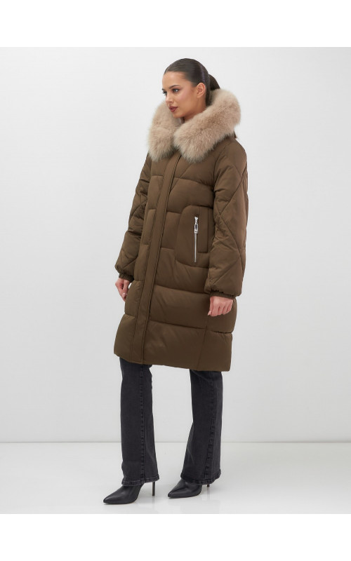 Длинный зимний пуховик премиум-класса