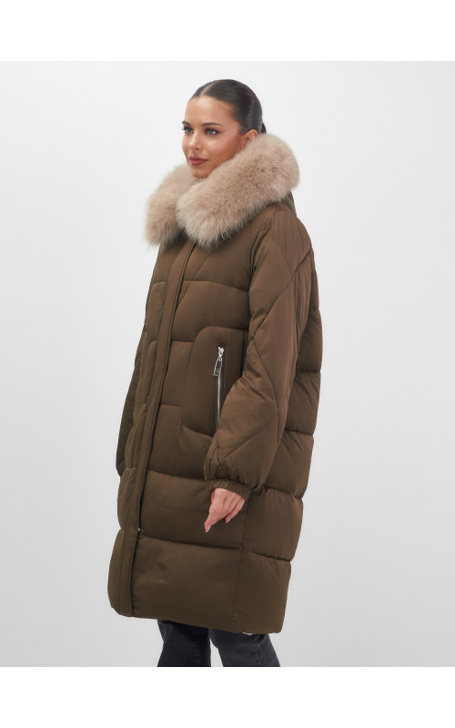 Длинный зимний пуховик премиум-класса