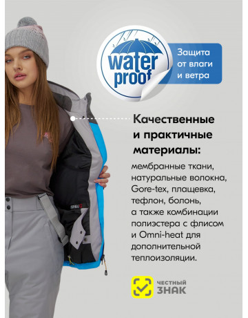 Женский горнолыжный костюм синего цвета