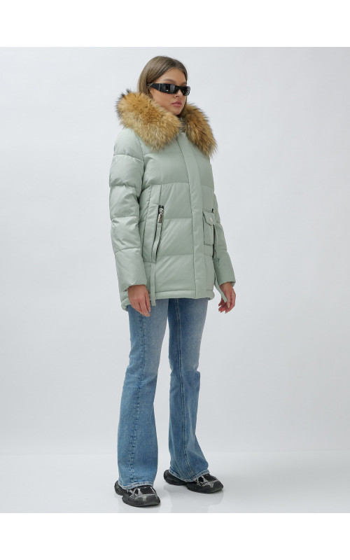 Женская зимняя куртка премиум-класса с мехом енота.