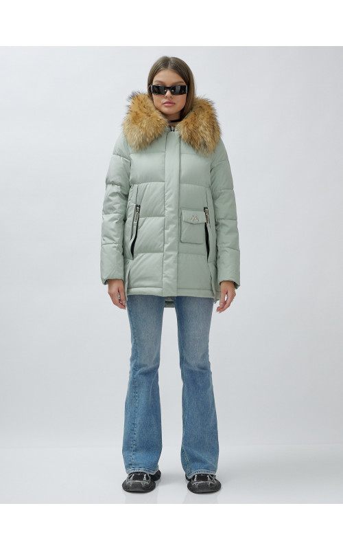 Женская зимняя куртка премиум-класса с мехом енота.