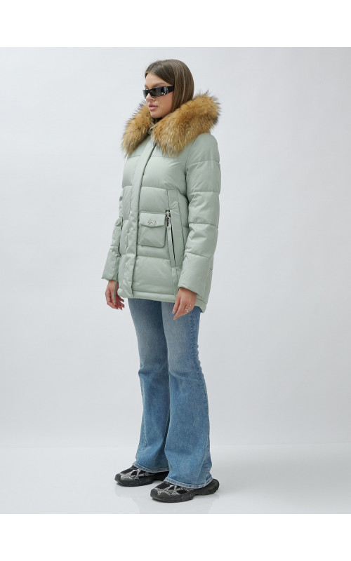 Женская зимняя куртка премиум-класса с мехом енота.