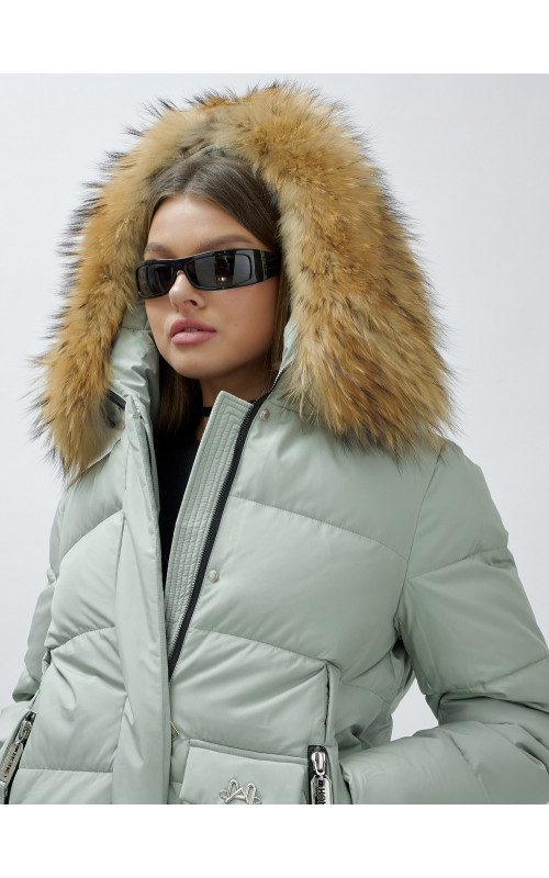 Женская зимняя куртка премиум-класса с мехом енота.