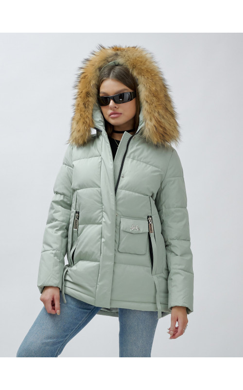 Женская зимняя куртка премиум-класса с мехом енота.