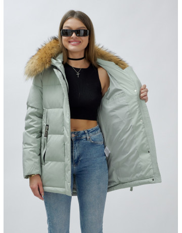 Женская зимняя куртка премиум-класса с мехом енота.